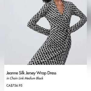 DIANE Von  FURSTENBERG  Jeanne silk Wrap Dress in chain link medium black.